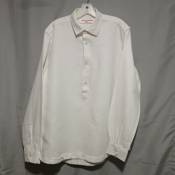 ORLEBAR BROWN Mens White Long Sleeve Button Up Shirt - Picture 2 of 11
